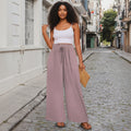 Msrise Msrise by: Msrise Elastic Waist Tether Pockets Wide Leg Pants